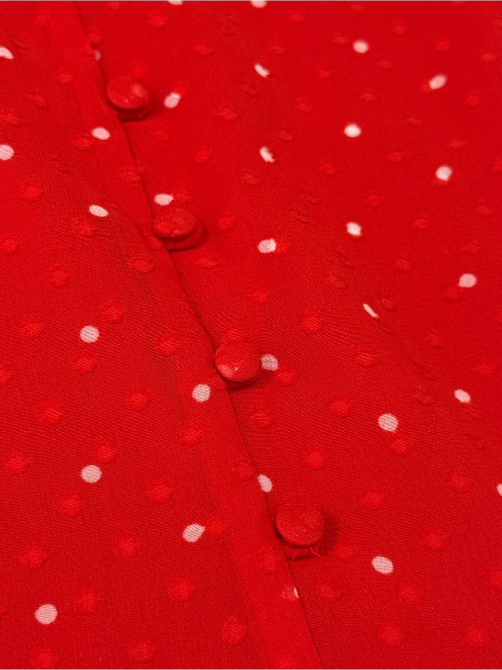 Rachel Parcell Red Polka Dot Midi Dress with Puff Sleeves and V-Neck - Picture 8 of 9